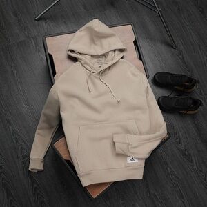 Adidas Men’s Beige Sweatshirt Hoodie Soft Pullover NEW! Medium